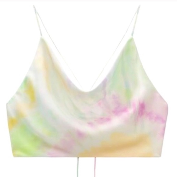 Zara Tie Dye Satin Cowl Neck Crop Top - Picture 2 of 5